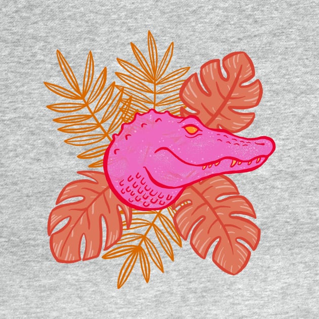 Tropical Botanical Hot Pink Alligator by Carabara Designs